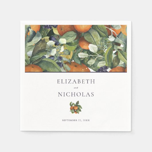 Citrus Floral | Botanische bruiloft Servet (Voorkant)