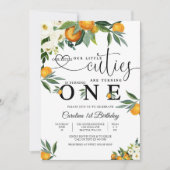 Citrus Floral First Birthday Invitation Kaart (Voorkant)