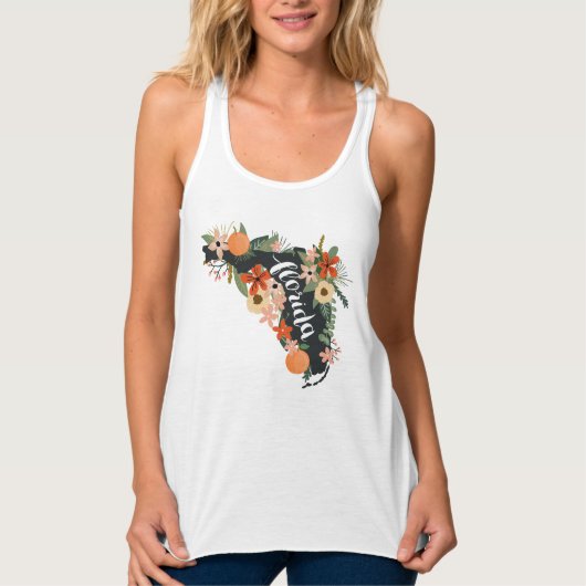 Citrus Floral Florida State Silhouette Tanktop (Voorkant)