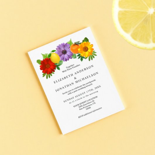 Citrus Floral Garden Post Wedding Informatiekaartje
