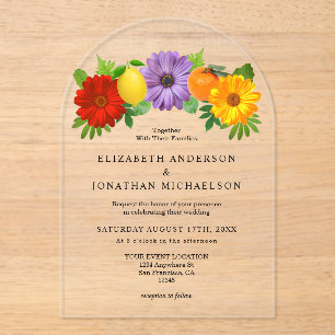 Citrus Floral Garden Wedding Acryl Uitnodigingen