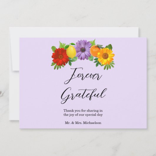 Citrus Floral Garden Wedding Bedankkaart (Voorkant)