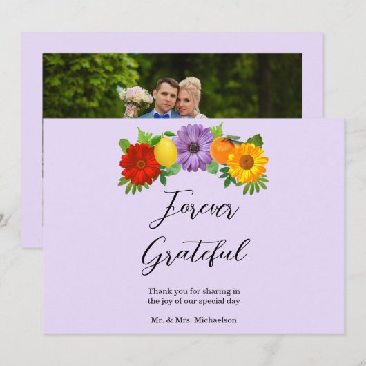 Citrus Floral Garden Wedding Bedankkaart (Voorkant / Achterkant)