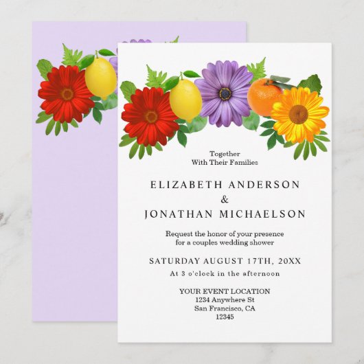 Citrus Floral Garden Wedding Couples Shower Kaart (Voorkant / Achterkant)