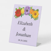 Citrus Floral Garden Wedding Reclamebord Met Voetstuk (Voorkant)