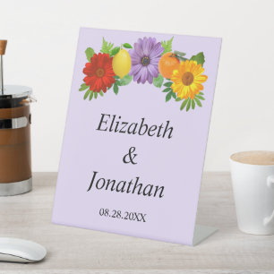 Citrus Floral Garden Wedding Reclamebord Met Voetstuk