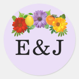 Citrus Floral Garden Wedding Ronde Sticker