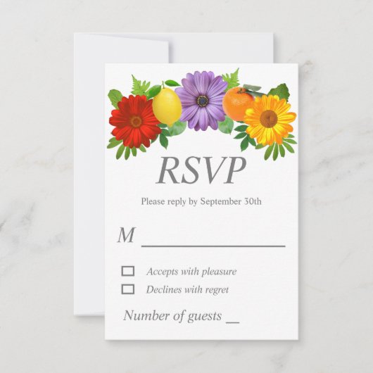 Citrus Floral Garden Wedding RSVP Kaartje (Voorkant)