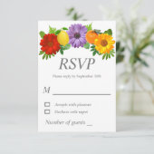Citrus Floral Garden Wedding RSVP Kaartje (Staand voorkant)