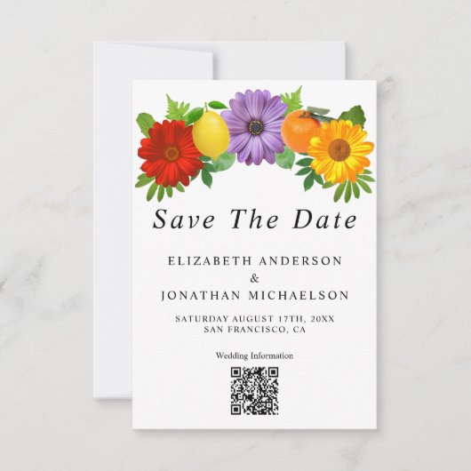 Citrus Floral Garden Wedding Save The Date (Voorkant)