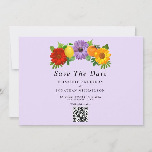 Citrus Floral Garden Wedding Save The Date (Voorkant)
