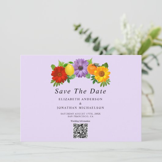 Citrus Floral Garden Wedding Save The Date (Staand voorkant)