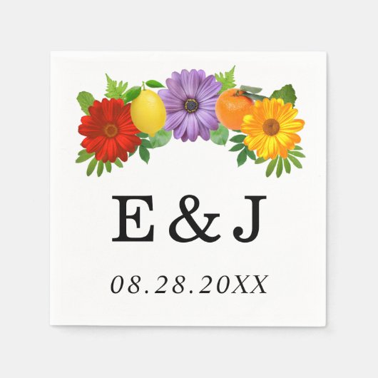 Citrus Floral Garden Wedding Servet (Voorkant)
