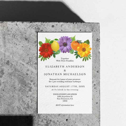 Citrus Floral Garden Wedding Welcome Informatiekaartje