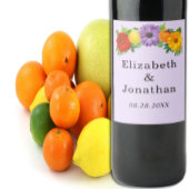 Citrus Floral Garden Wedding Wijn Etiket