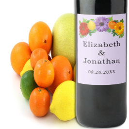 Citrus Floral Garden Wedding Wijn Etiket