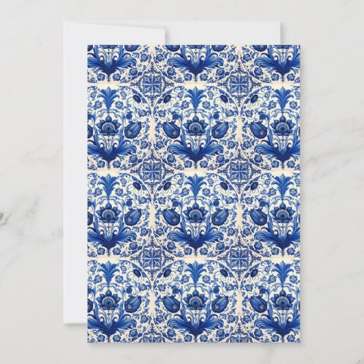 Citrus Floral Lemon Blue Tegel Baby shower Kaart (Achterkant)