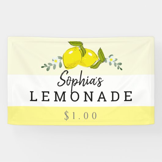 Citrus Floral Lemonade Stand Kinder Spandoek (Horizontaal)