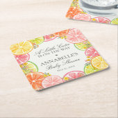 Citrus Floral Little Cutie Baby shower tafel Kartonnen Onderzetters (Schuin)