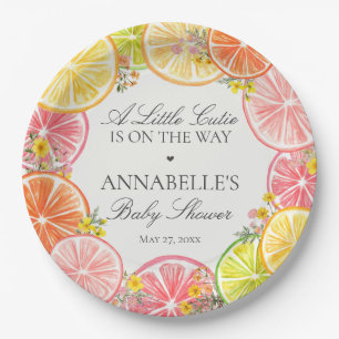 Citrus Floral Little Cutie Baby shower tafel Papieren Bordje