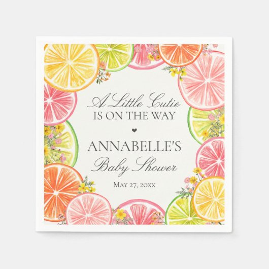Citrus Floral Little Cutie Baby shower tafel Servet (Voorkant)