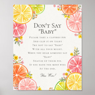 Citrus Floral Little Cutie Dont Say Baby Game Poster
