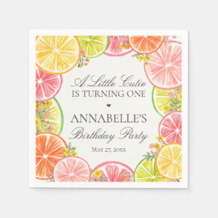 Citrus Floral Little Cutie Verjaardag Feesttafel Servet