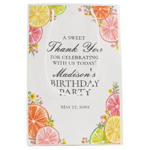 Citrus Floral Little Cutie Verjaardagsfeestje Favo Medium Cadeauzakje