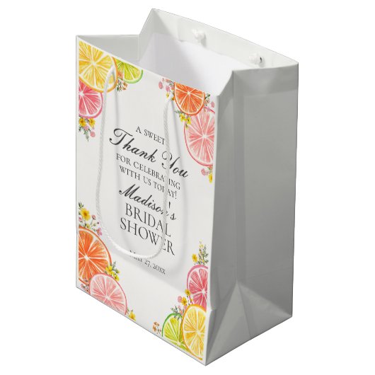 Citrus Floral Main Squeeze Vrijgezellenfeest Favor Medium Cadeauzakje (Voorkant Gekanteld)