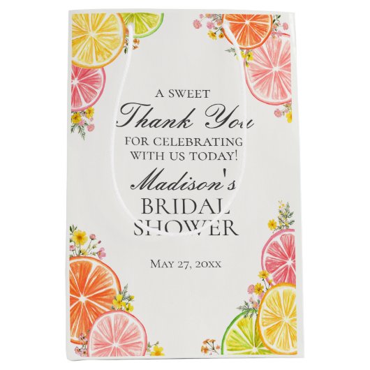 Citrus Floral Main Squeeze Vrijgezellenfeest Favor Medium Cadeauzakje (Voorkant)
