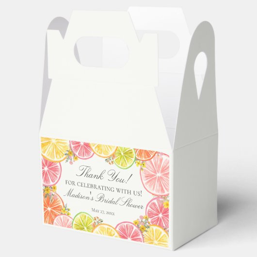 Citrus Floral Main Squeeze Vrijgezellenfeest Gable Bedankdoosjes (Geopend)