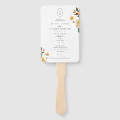 Citrus Floral Monogram Wedding Programme Handwaaier (Voorkant)