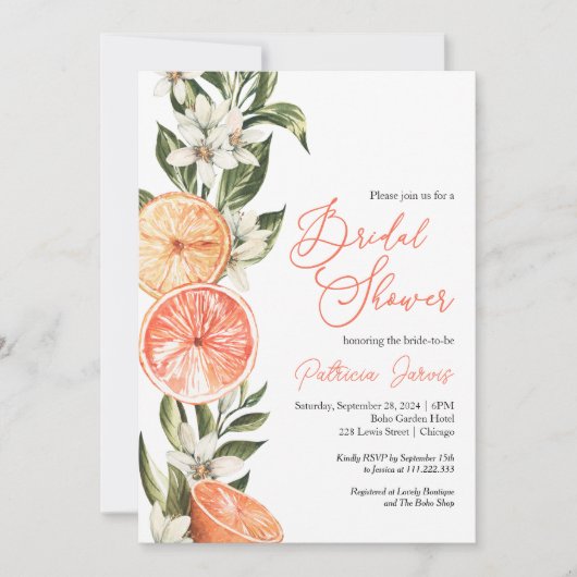 Citrus Floral Summer Vrijgezellenfeest Kaart (Voorkant)