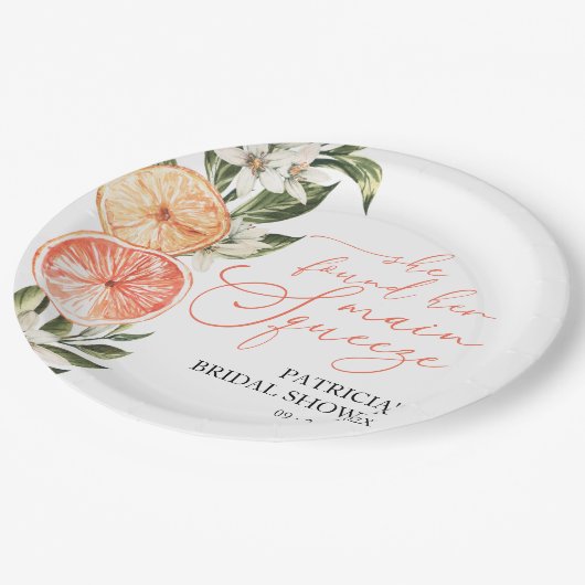 Citrus Floral Summer Vrijgezellenfeest Papieren Bordje (Gekanteld)