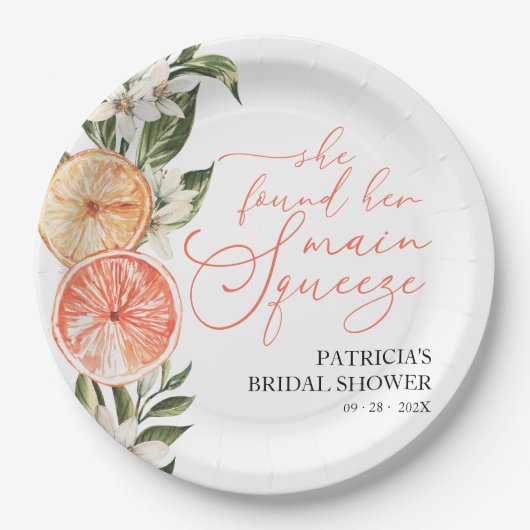 Citrus Floral Summer Vrijgezellenfeest Papieren Bordje (Voorkant)