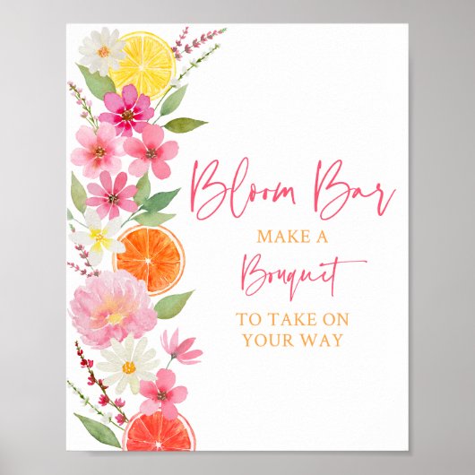 Citrus Floral Vrijgezellenfeest Bloom Bar Poster (Voorkant)