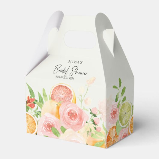 Citrus Floral Vrijgezellenfeest Douche Favor Box Bedankdoosjes (Voorkant Zijde)