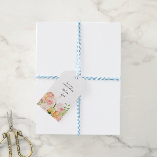 Citrus Floral Vrijgezellenfeest Douche gunsten Cadeaulabel (Met Touw)