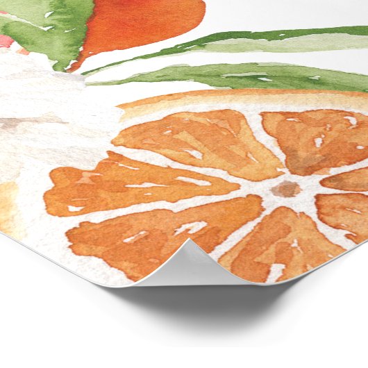 Citrus Floral Vrijgezellenfeest Downloadbaar Welko Poster (Hoek)