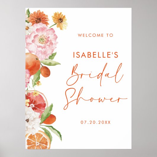 Citrus Floral Vrijgezellenfeest Downloadbaar Welko Poster (Voorkant)
