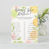 Citrus Floral Vrijgezellenfeest Game Kaart (Staand voorkant)