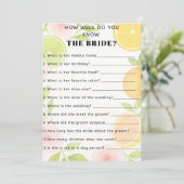 Citrus Floral Vrijgezellenfeest Game Kaart (Staand voorkant)