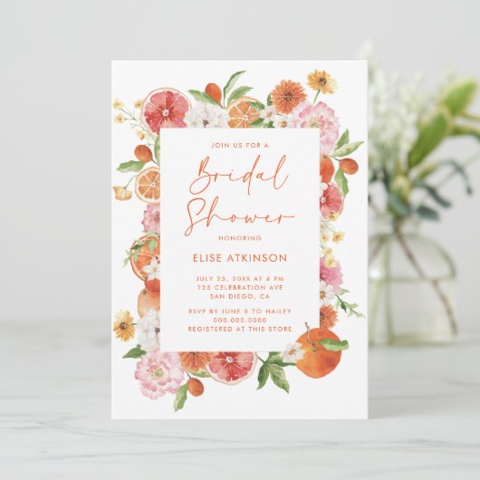 Citrus Floral Vrijgezellenfeest Kaart (Staand voorkant)