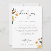 Citrus Floral Wedding Reception Table Bedankkaart (Voorkant)