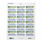 Citrus Foliage Blue White Yellow Weddenschap Etiket (Full Sheet)