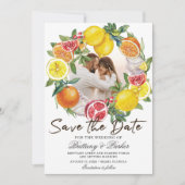 Citrus foto Waterverf Botanische bruiloft Save The Date (Voorkant)