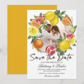 Citrus foto Waterverf Botanische bruiloft Save The Date (Voorkant / Achterkant)