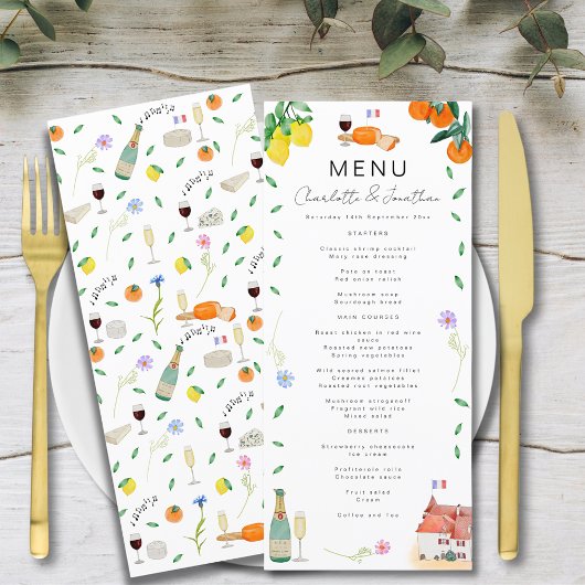 Citrus Frans Boho Bruiloft Menu