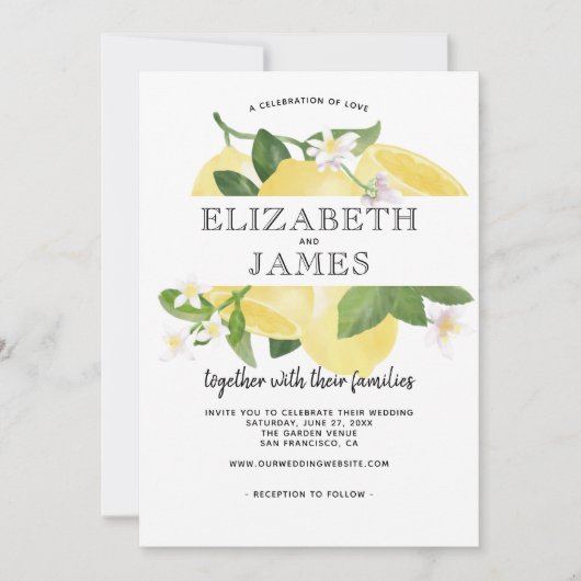 Citrus Fresh Lemon Yellow Summer Wedding Kaart (Voorkant)