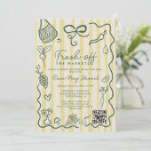 Citrus Fresh Off the Market Hand Drawn QR Bridal Kaart (Staand voorkant)
